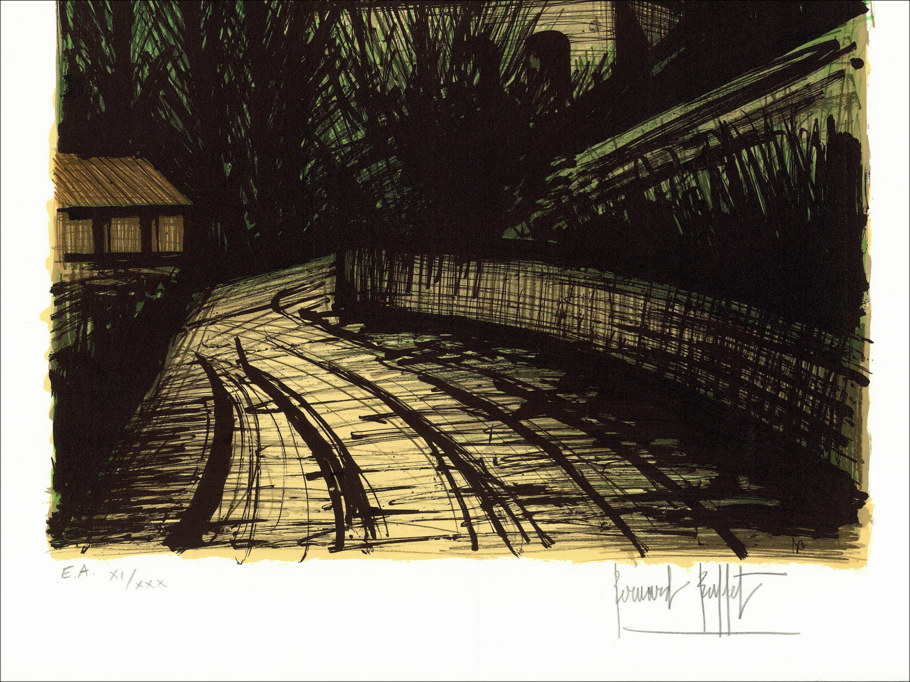 Bernard Buffet - Castello di Rochechouart, litografia del 1981