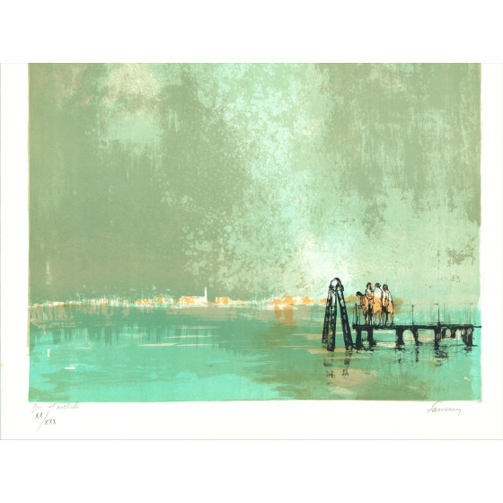 JANSEM Jean - Lithographie originale "La lagune" 76x56cm - 1967