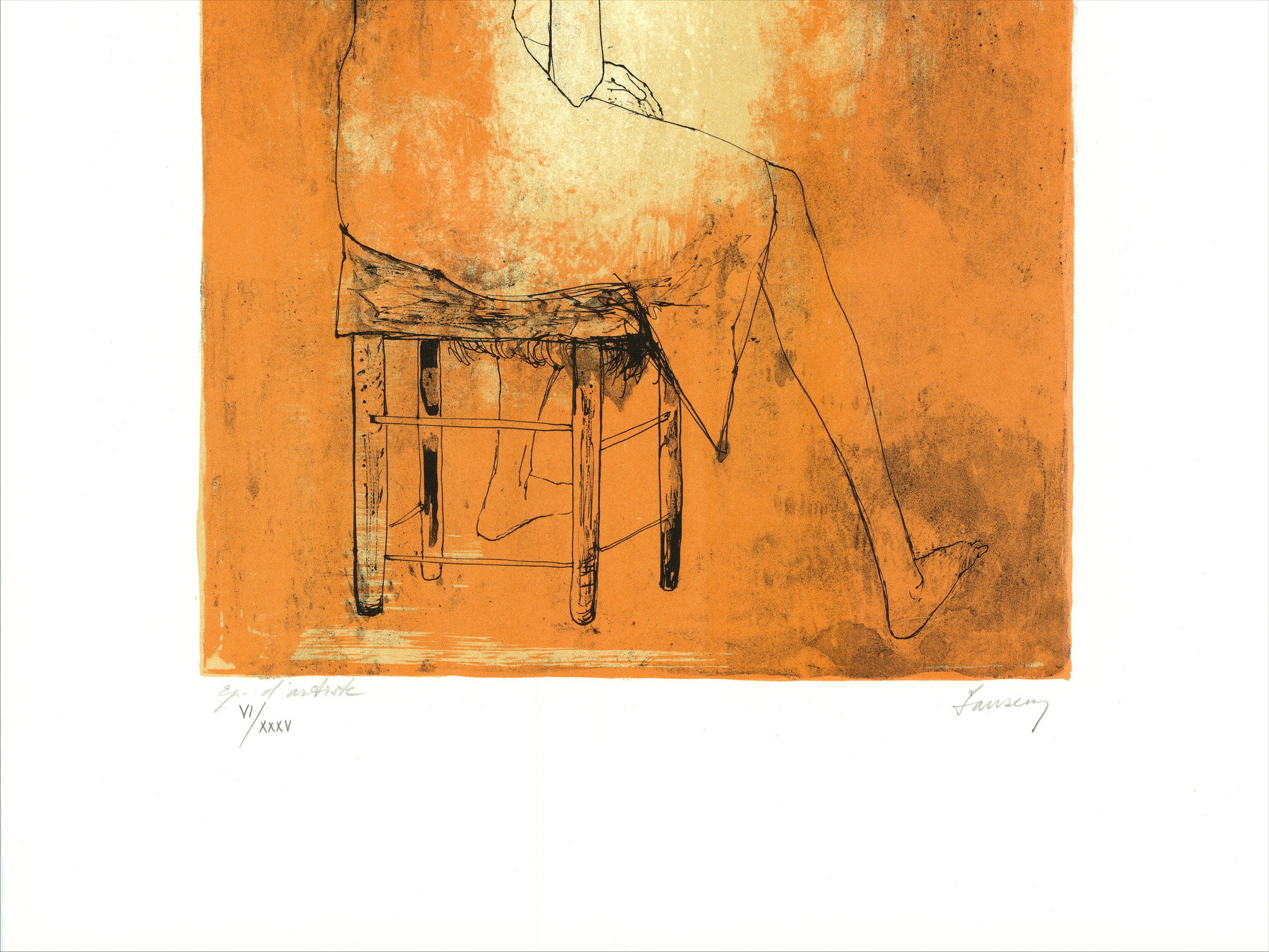 Jean Jansem - Vrouw van achteren, originele gesigneerde lithografie