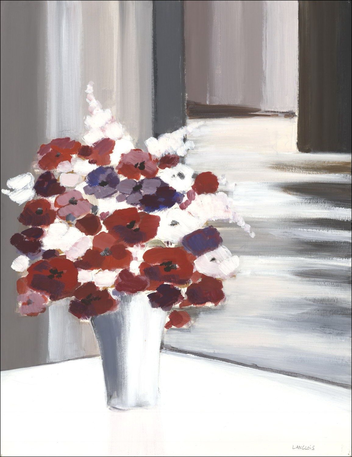 Pierre-Gérard LANGLOIS - Disegno Originale "Bouquet di luce" 65x50cm, firmato