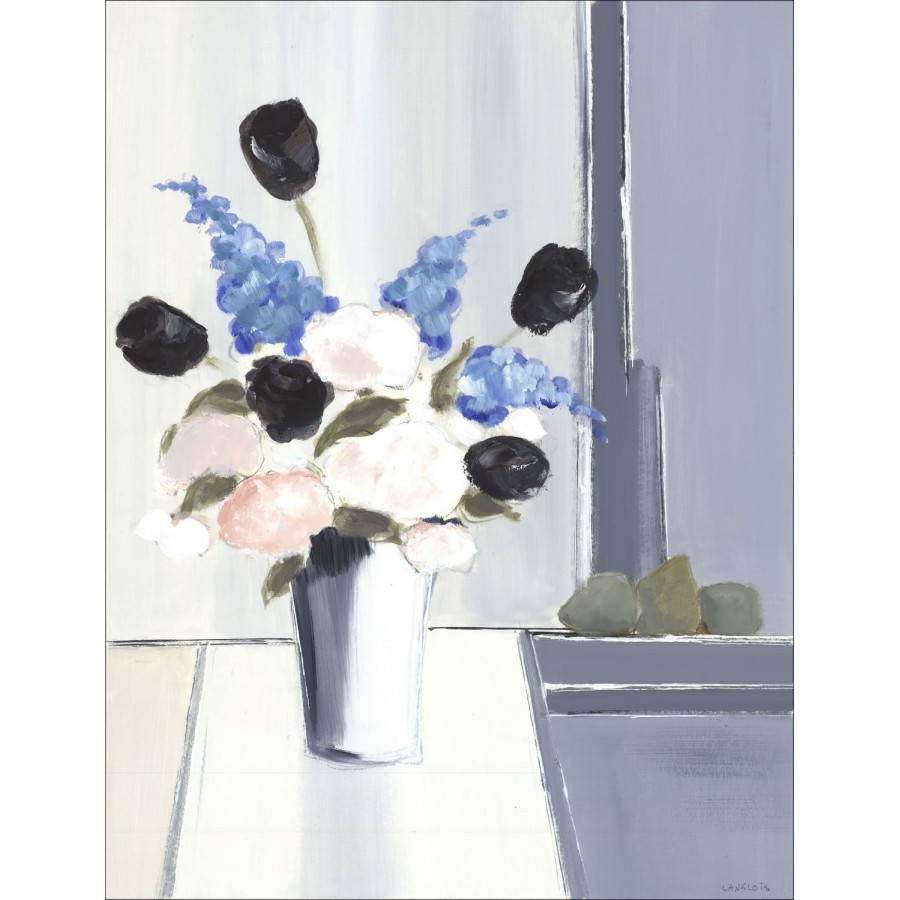 Pierre-Gérard LANGLOIS - Original drawing "Les Delphiniums" 65x50cm, signed and numbered in pencil by the artist