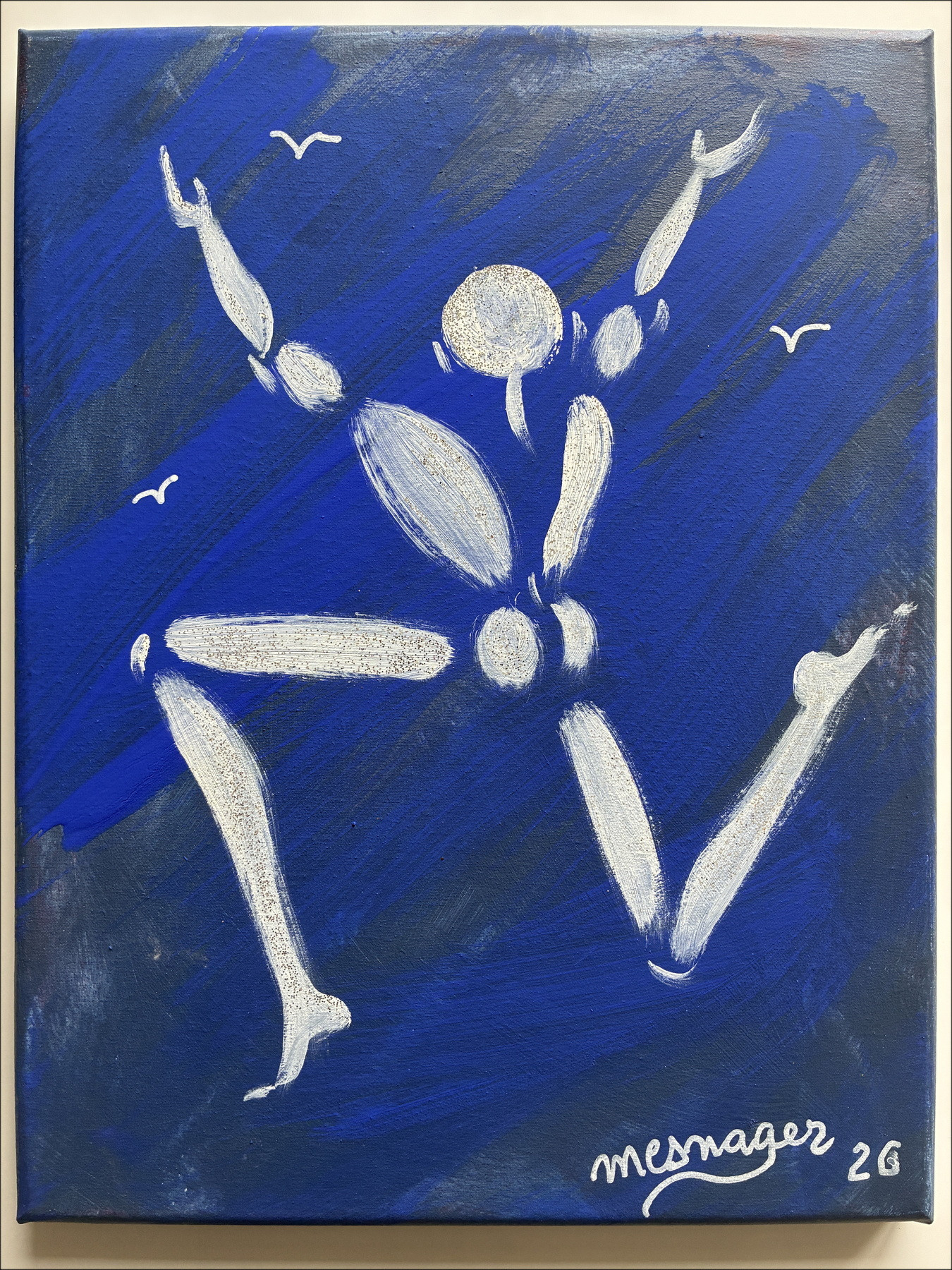 Jérôme Mesnager The Man in White Blue, original painting