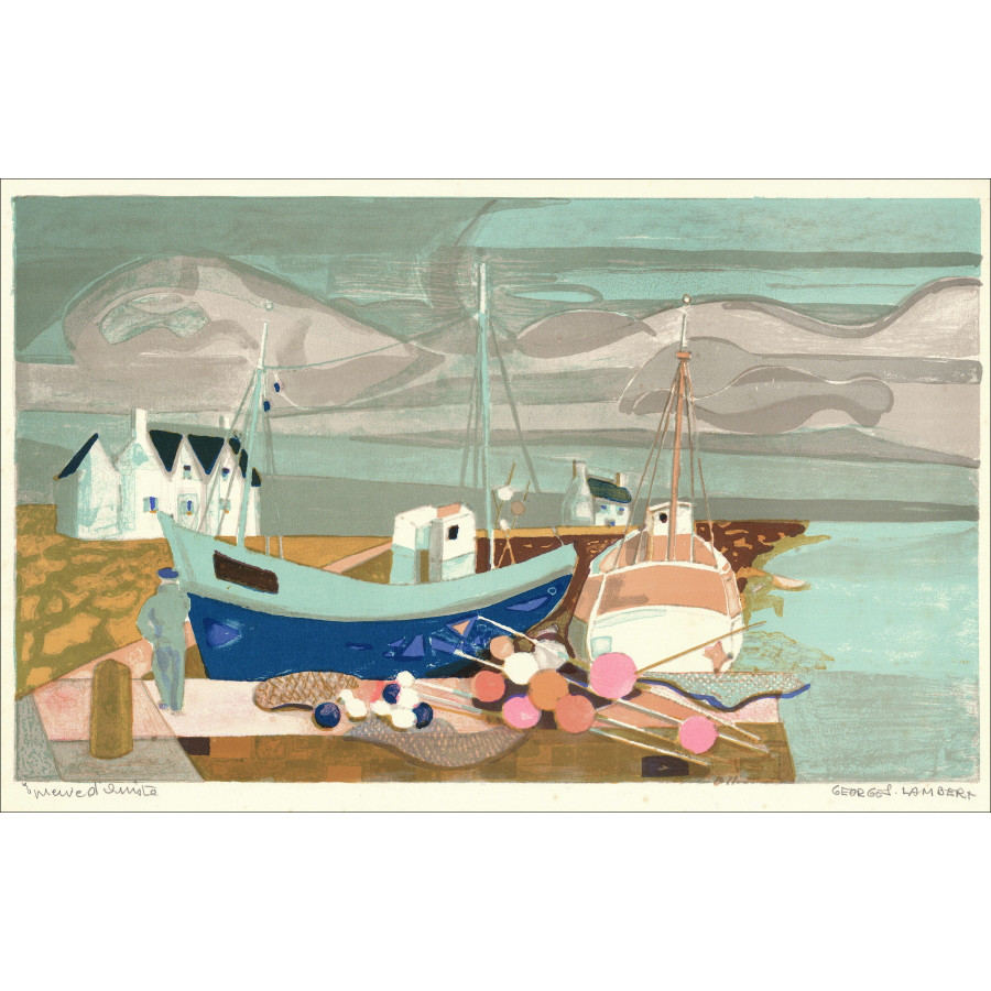 Georges Lambert - Le Port Breton, lithographie originale signée