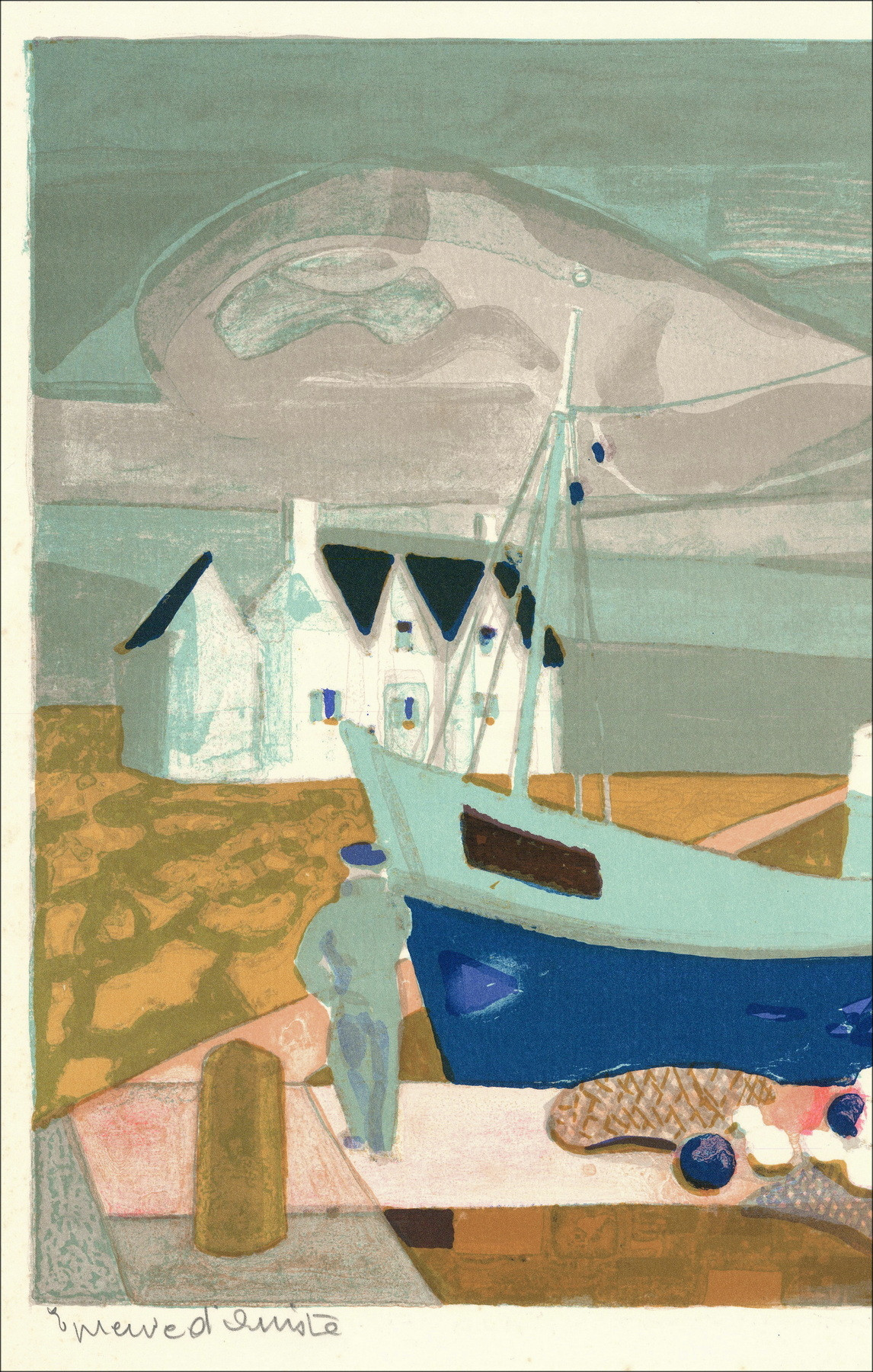 Georges Lambert - The Breton Port, original signed lithograph
