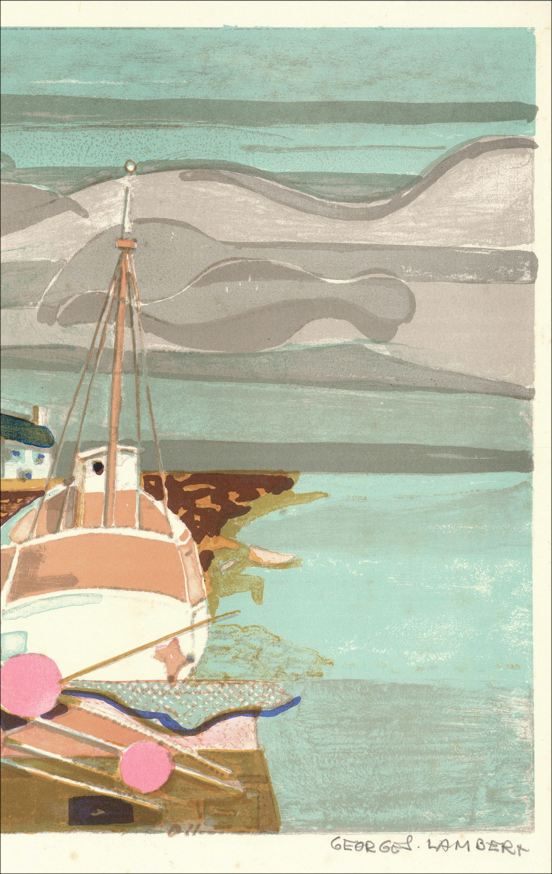 Georges Lambert - The Breton Port, original signed lithograph