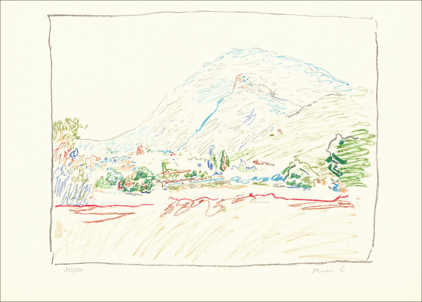 Marko Čelebonović - Litografía de Mollens-sur-Ouvèze, firmada.