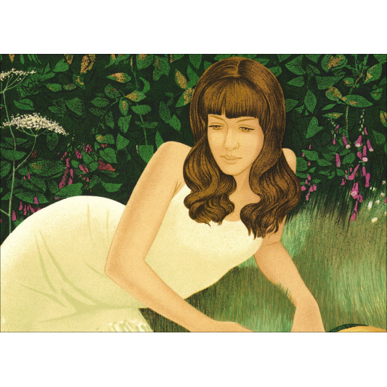 Yves Ganne - Litografia elegante al parco, firmata