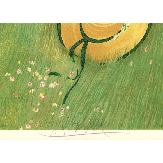 Yves Ganne - Elegante Lithografie im Park, signiert