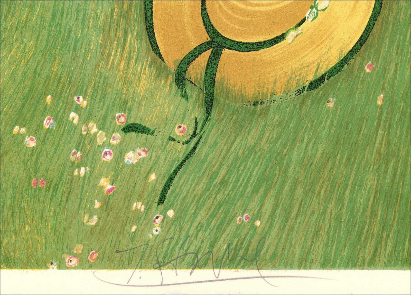 Yves Ganne - Litografia elegante al parco, firmata