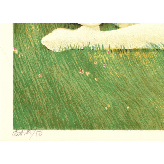 Yves Ganne - Litografia elegante al parco, firmata