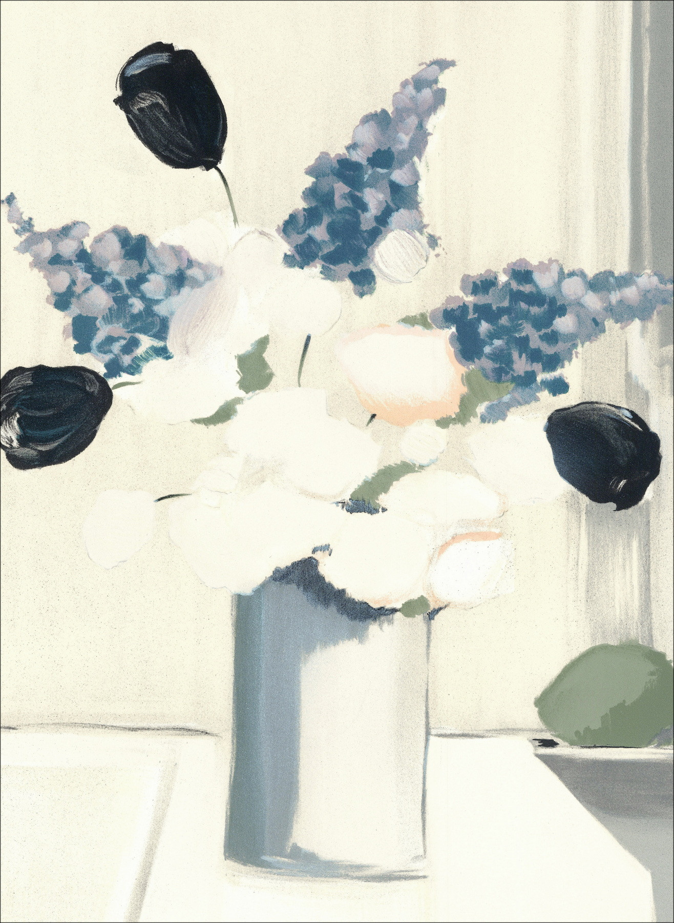 Pierre-Gérard Langlois - Mazzo di fiori, litografia firmata