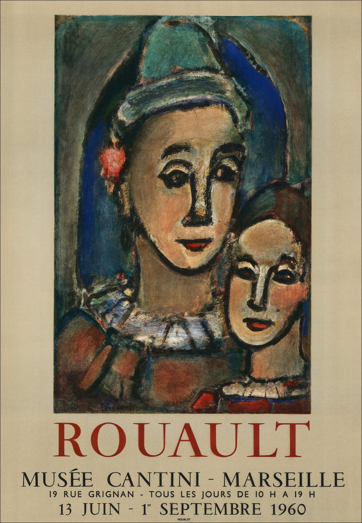 ROUAULT Georges - Lithograph "Exhibition Musée Cantini, Marseille" 76x53cm - 1960