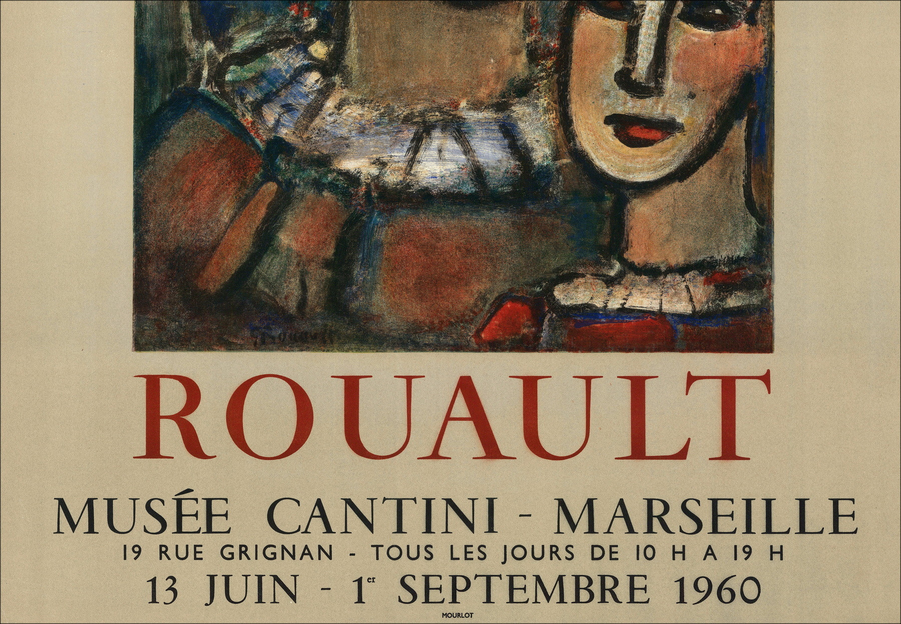 ROUAULT Georges - Lithographie "Ausstellung Cantini Museum, Marseille" 76x53cm - 1960