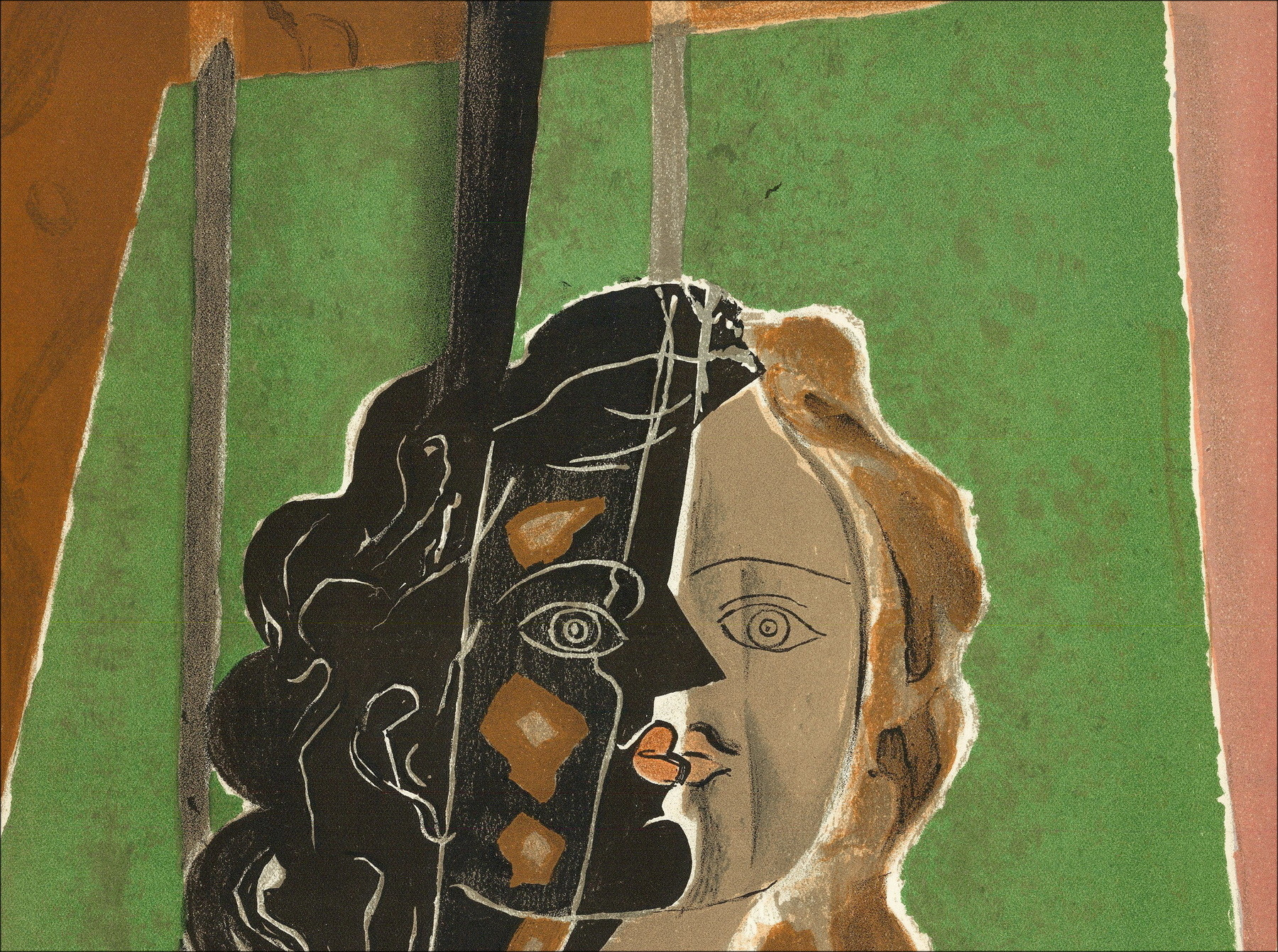 Georges Braque - Retrato de mujer, litografía Mourlot 1939