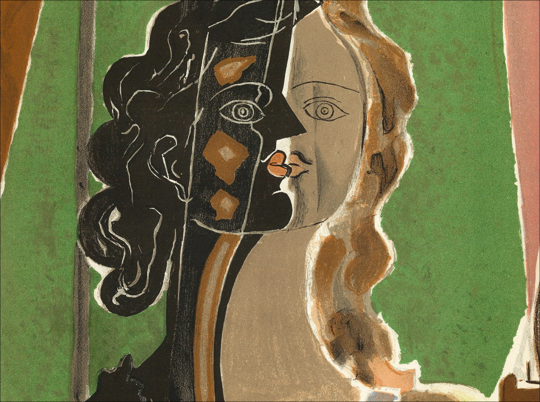 Georges Braque - Retrato de mujer, litografía Mourlot 1939