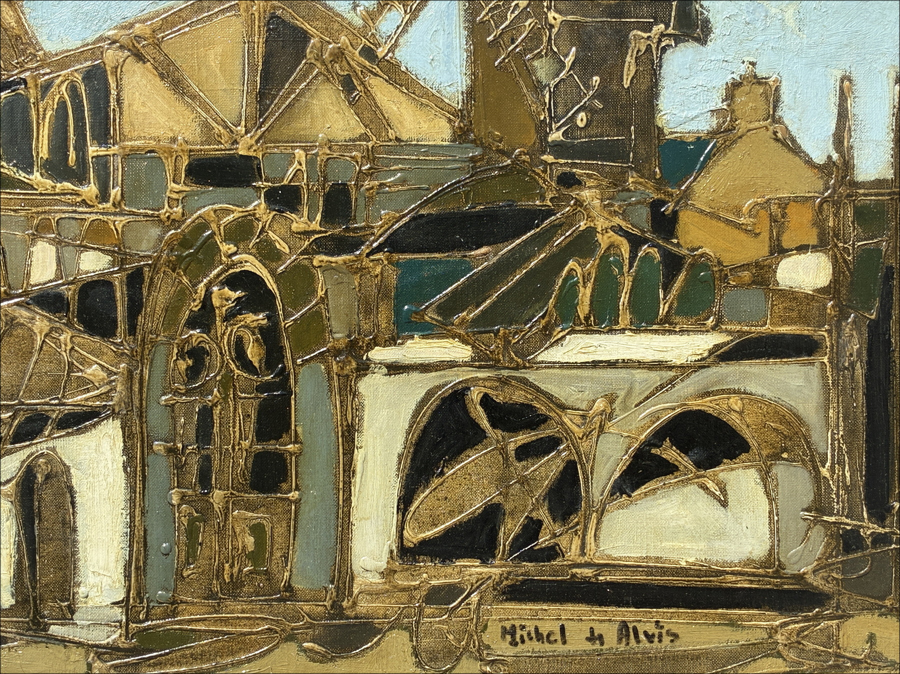Michel De Alvis - De molens van Montmartre, olieverf op doek