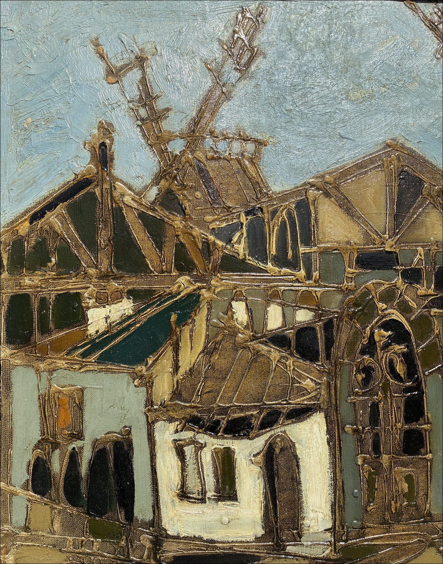 Michel De Alvis - Die Mühlen von Montmartre, Öl auf Leinwand