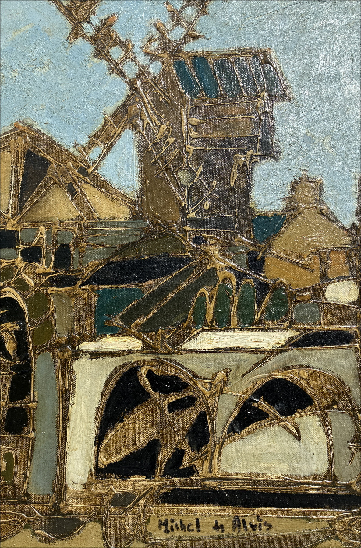 Michel De Alvis - Die Mühlen von Montmartre, Öl auf Leinwand