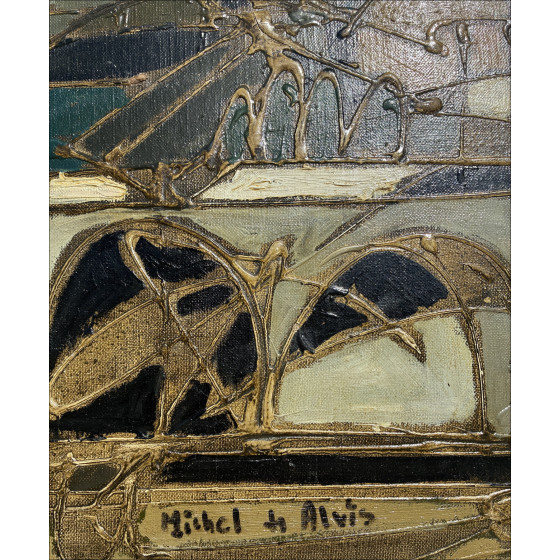 Michel De Alvis - I Mulini di Montmartre, olio su tela