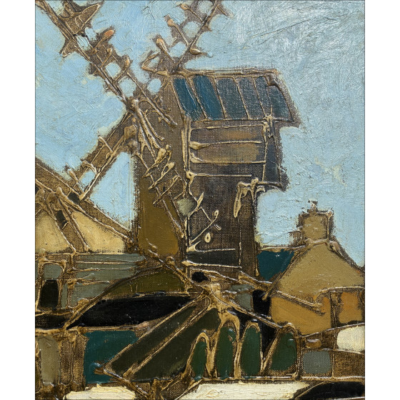 Michel De Alvis - I Mulini di Montmartre, olio su tela