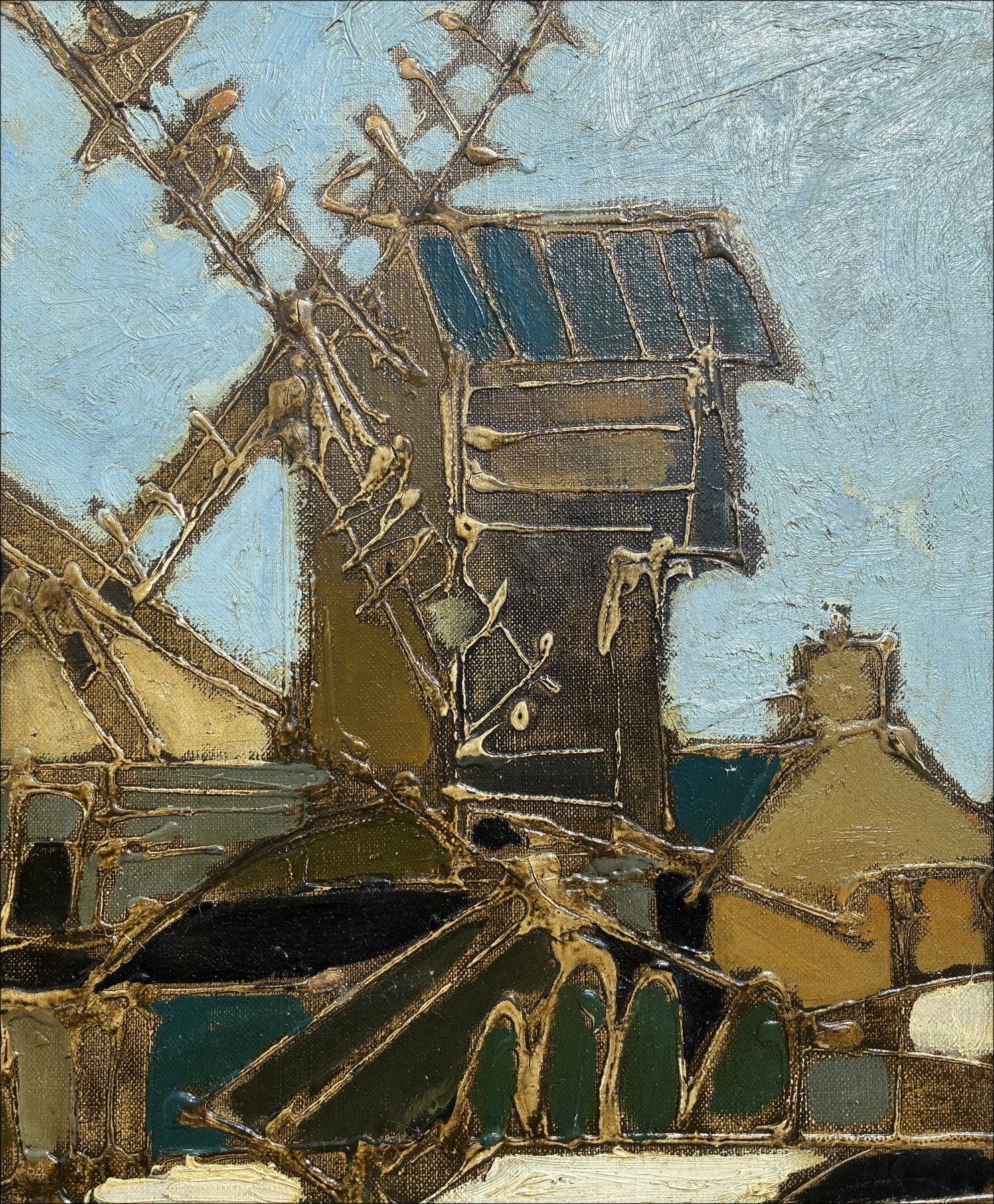 Michel De Alvis - Die Mühlen von Montmartre, Öl auf Leinwand