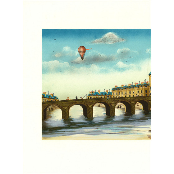 Gamma Budget - Paesaggio naïf, litografia originale 48 × 65 cm