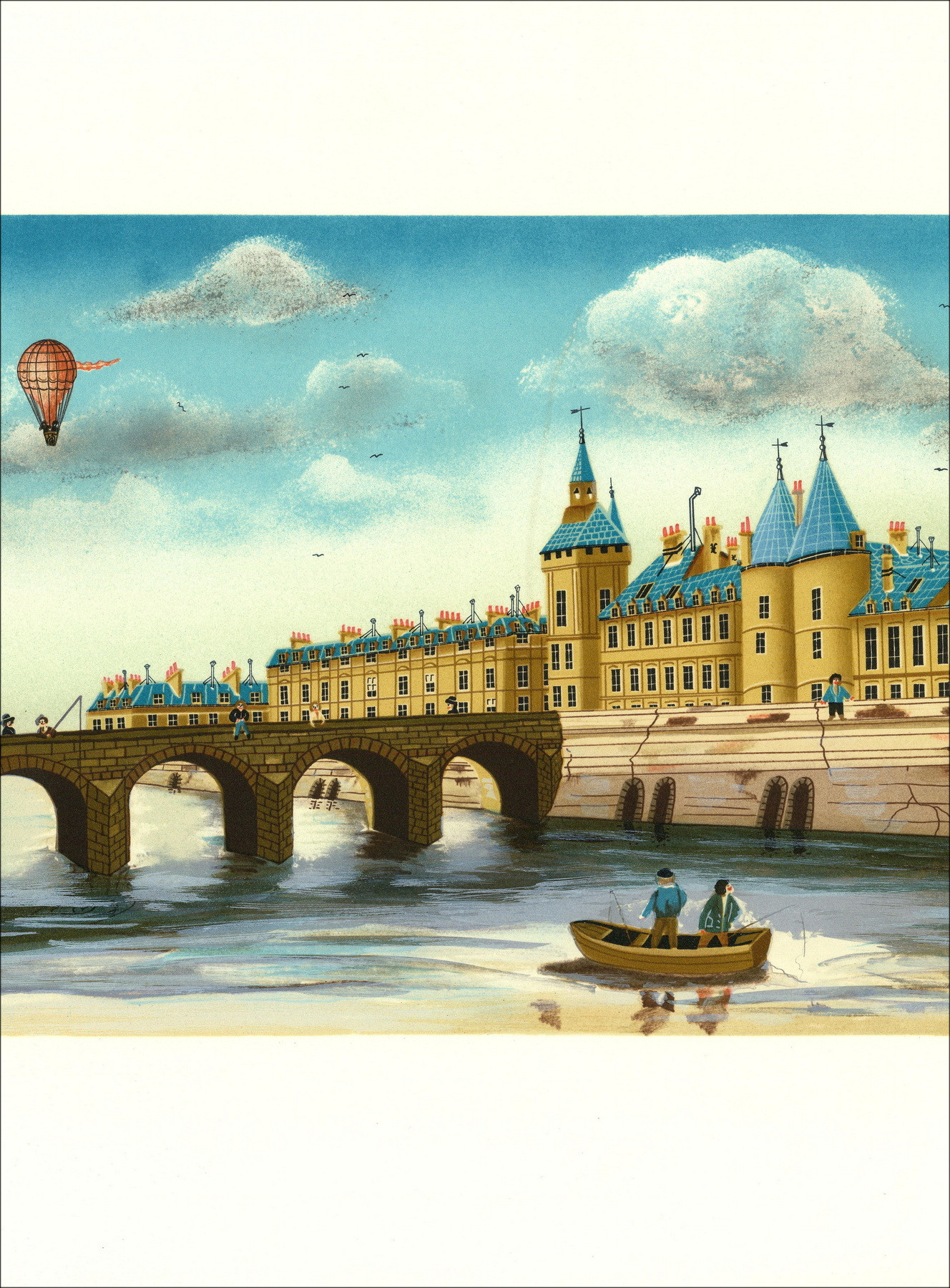 Gamme Budget - Paysage naïf, lithographie originale 48 × 65 cm