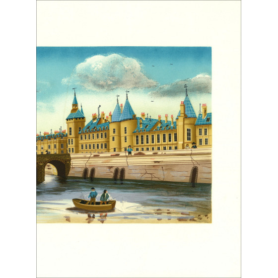 Gamme Budget - Paysage naïf, lithographie originale 48 × 65 cm