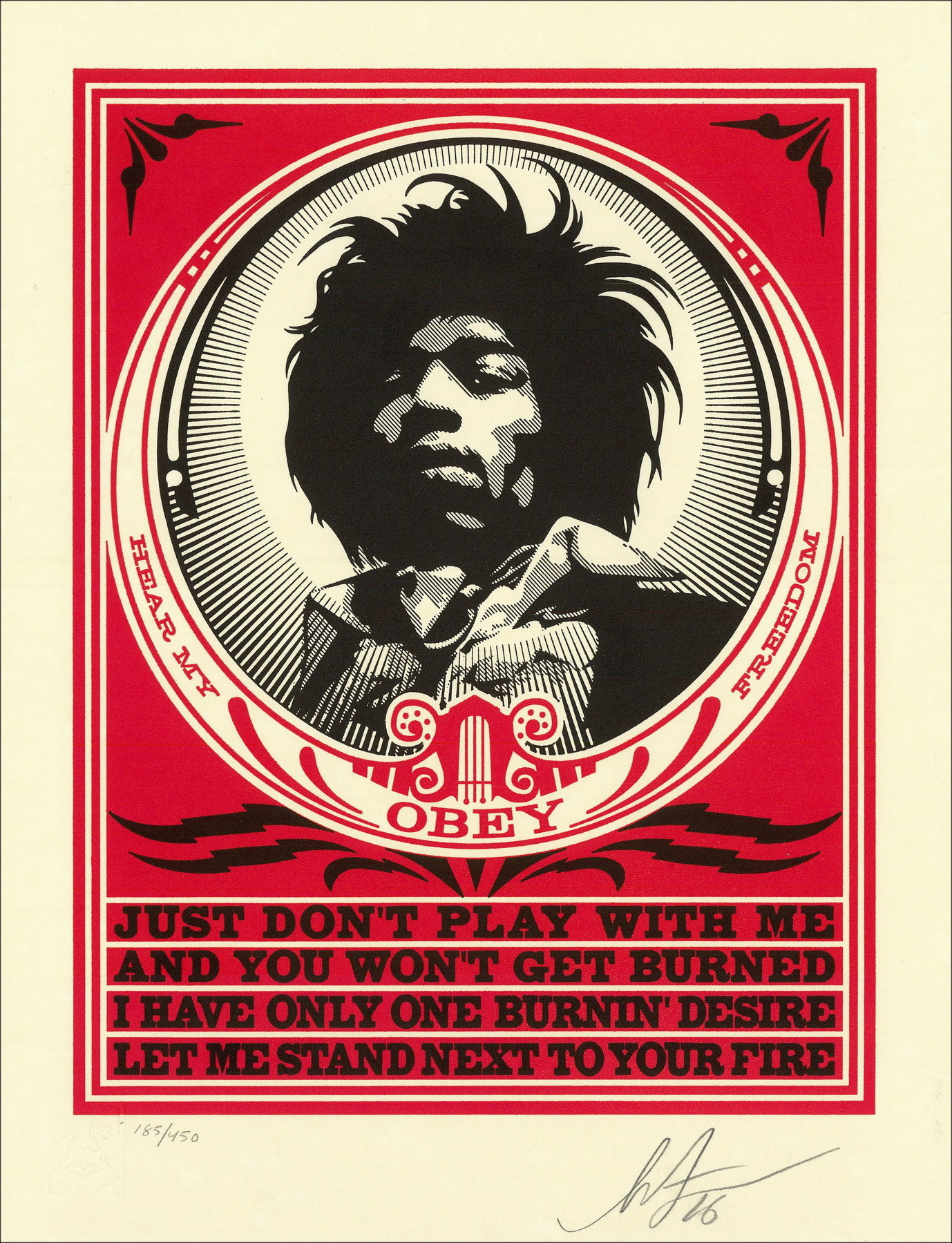 Kopie van SHEPARD FAIREY (OBEY) - Zeefdruk "PRINT AND DESTROY - LETTERPRESS" 33x25cm - 2015