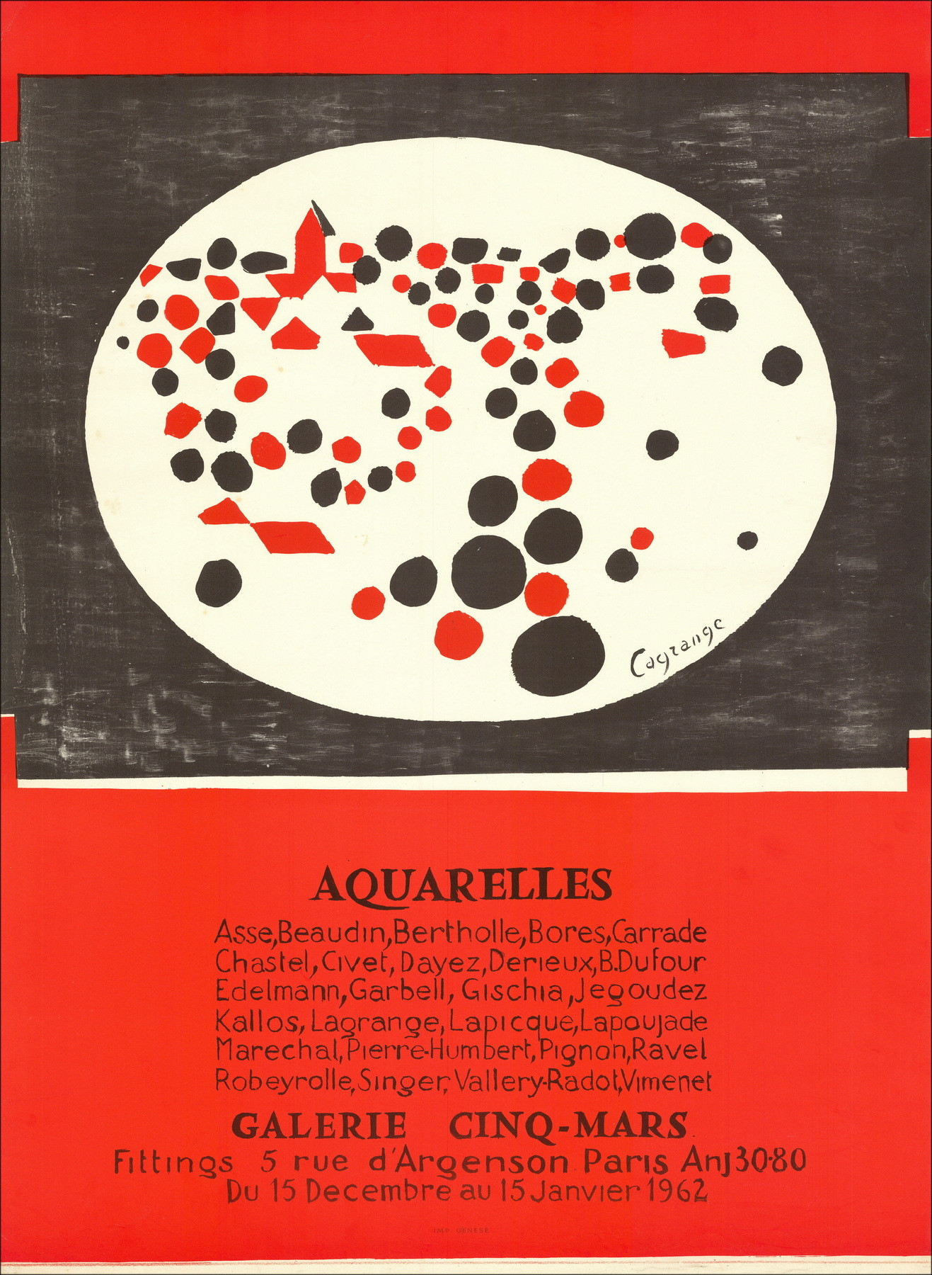 Jacques Lagrange - Cartel Galería Cinq-Mars, 1962