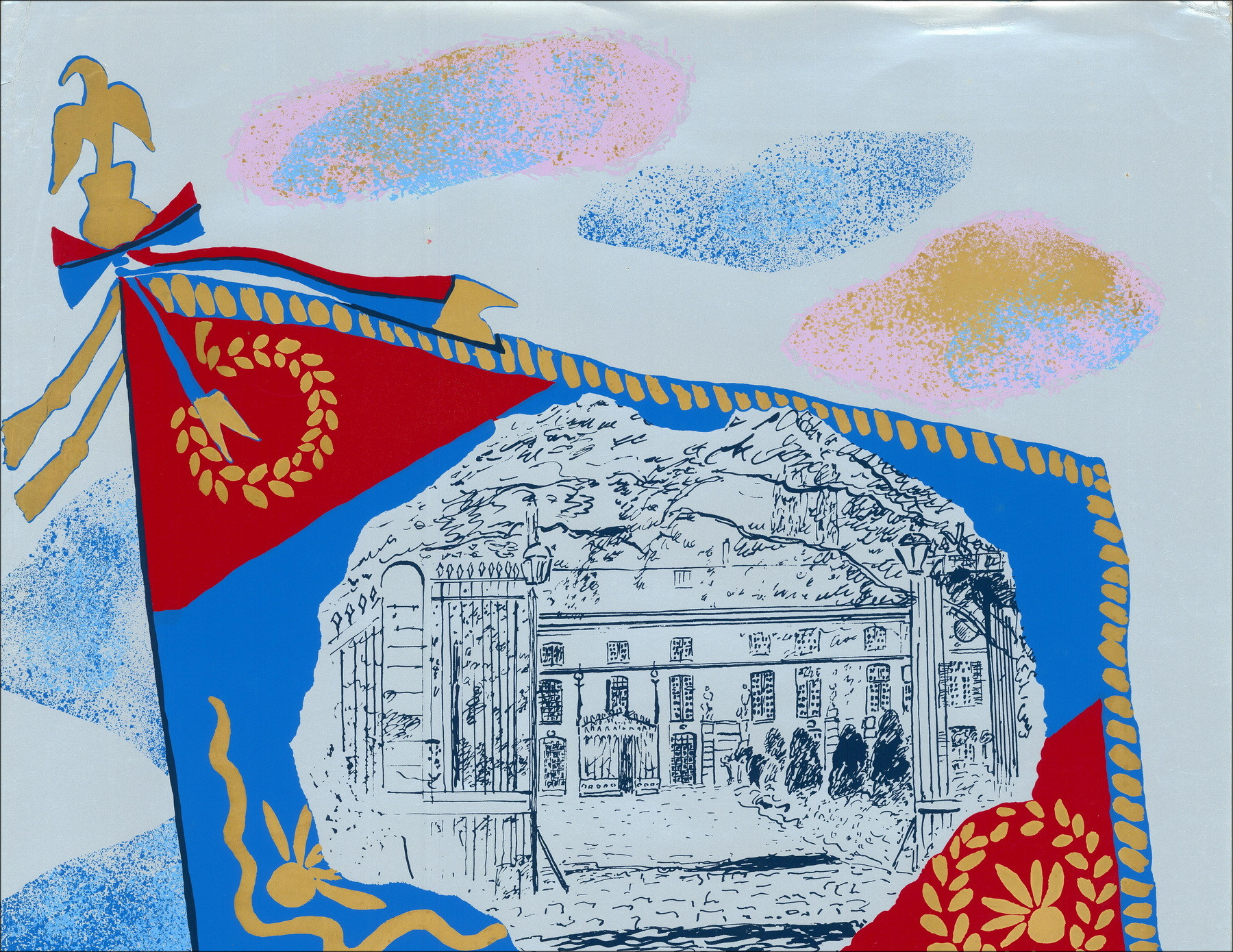 Claude Maréchal - Serigrafia su carta argentata, 1982