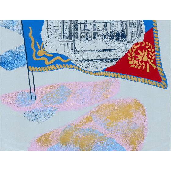 Claude Maréchal - Serigrafia su carta argentata, 1982
