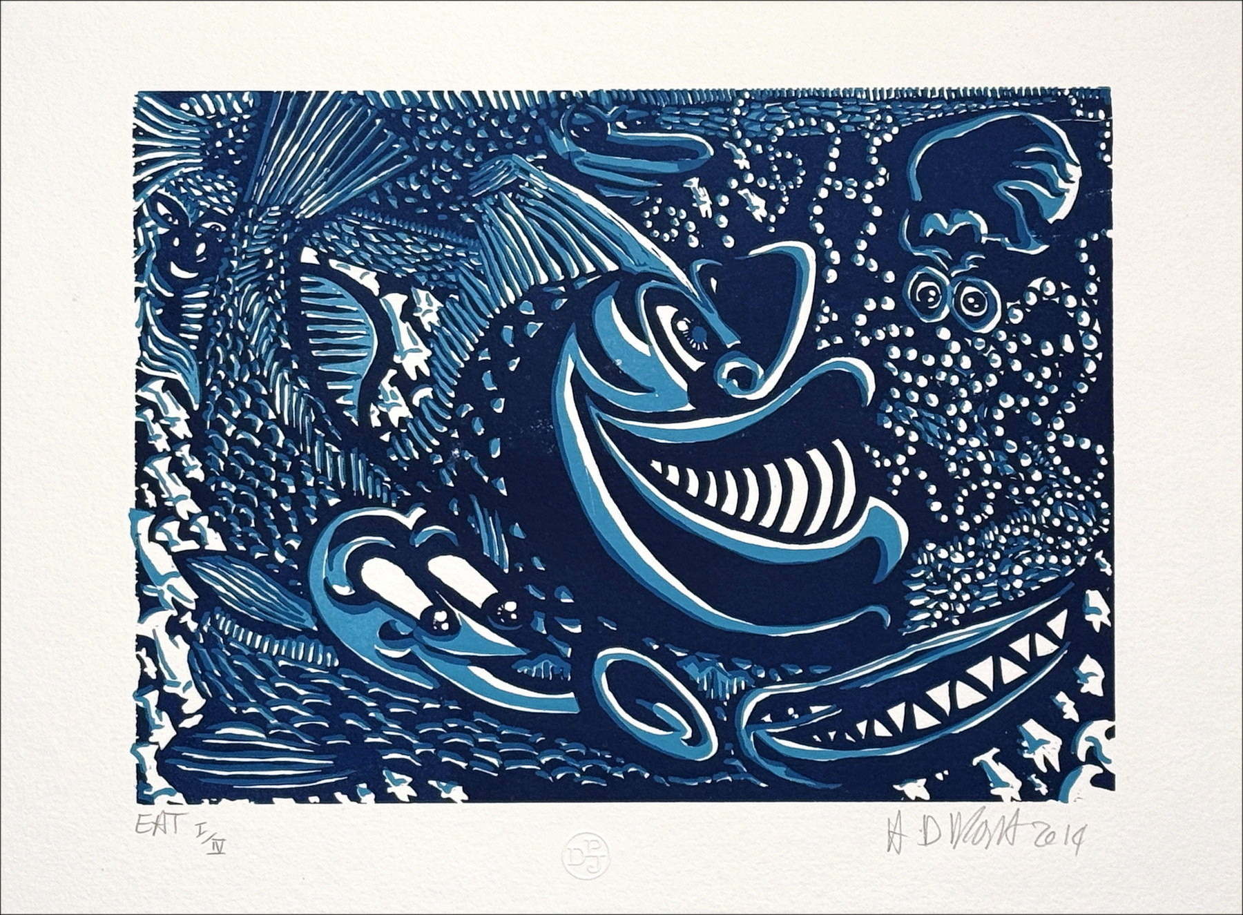 Hervé Di Rosa - Sete Fische, Camaïeu 2014 - Gravur