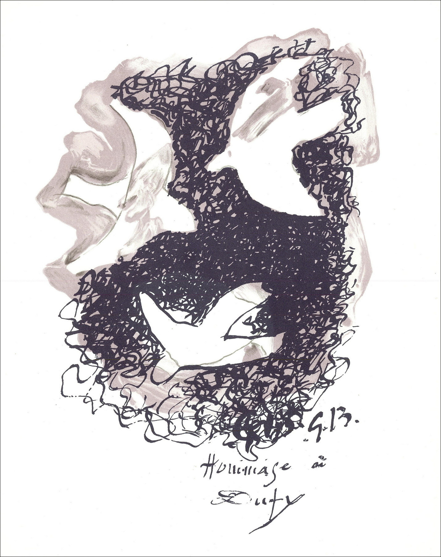 Georges Braque - Hommage à Raoul Dufy, lithographie Mourlot
