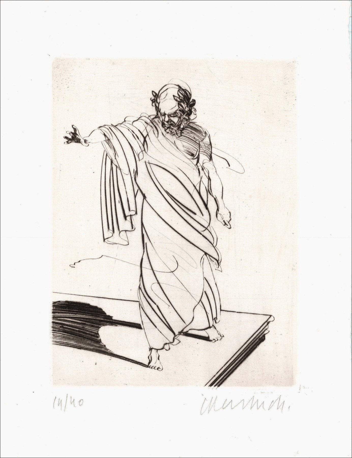 Claude Weisbuch - Horace XII, gravure originale signée 1995