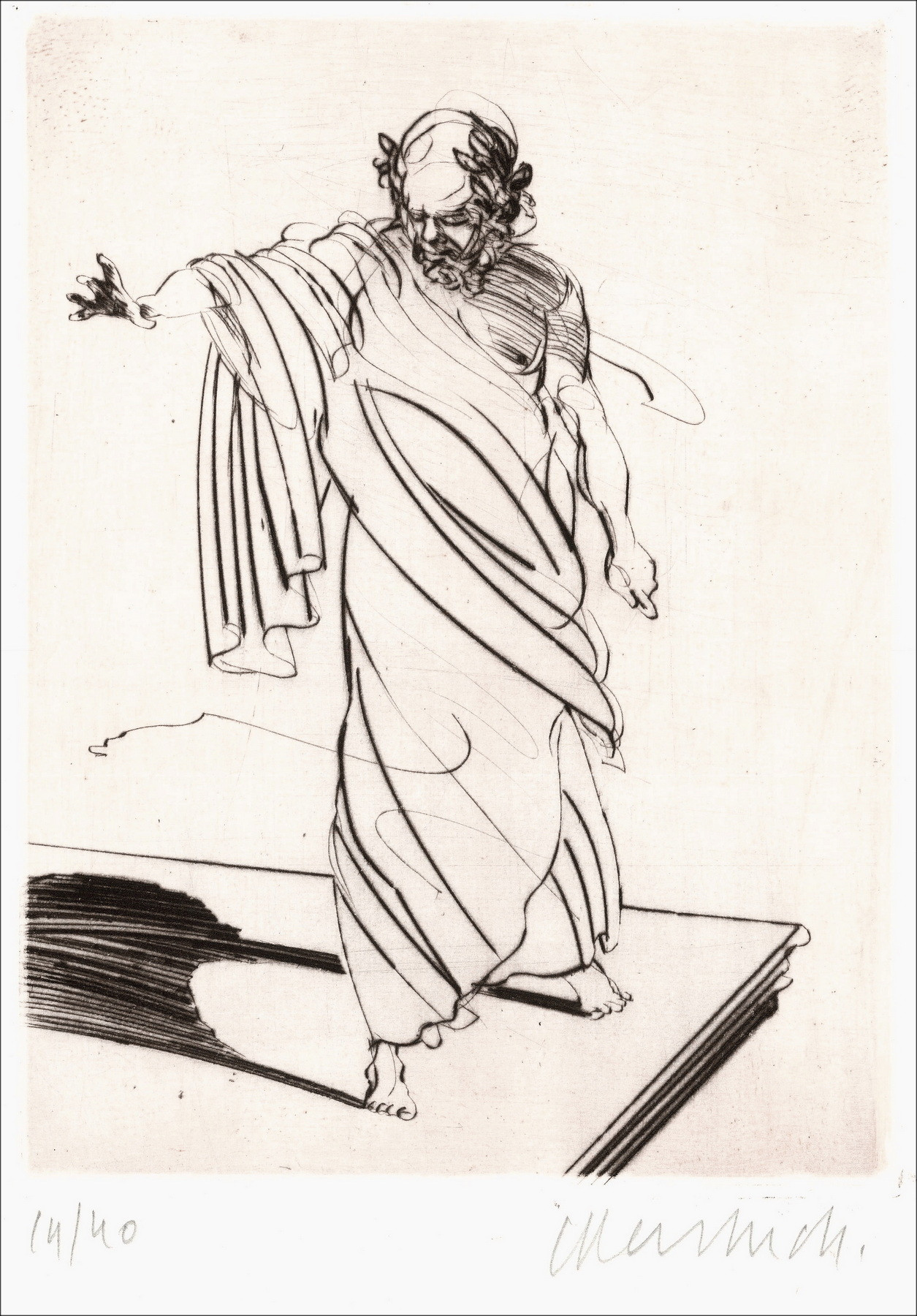 Claude Weisbuch - Horace XII, original signed engraving 1995