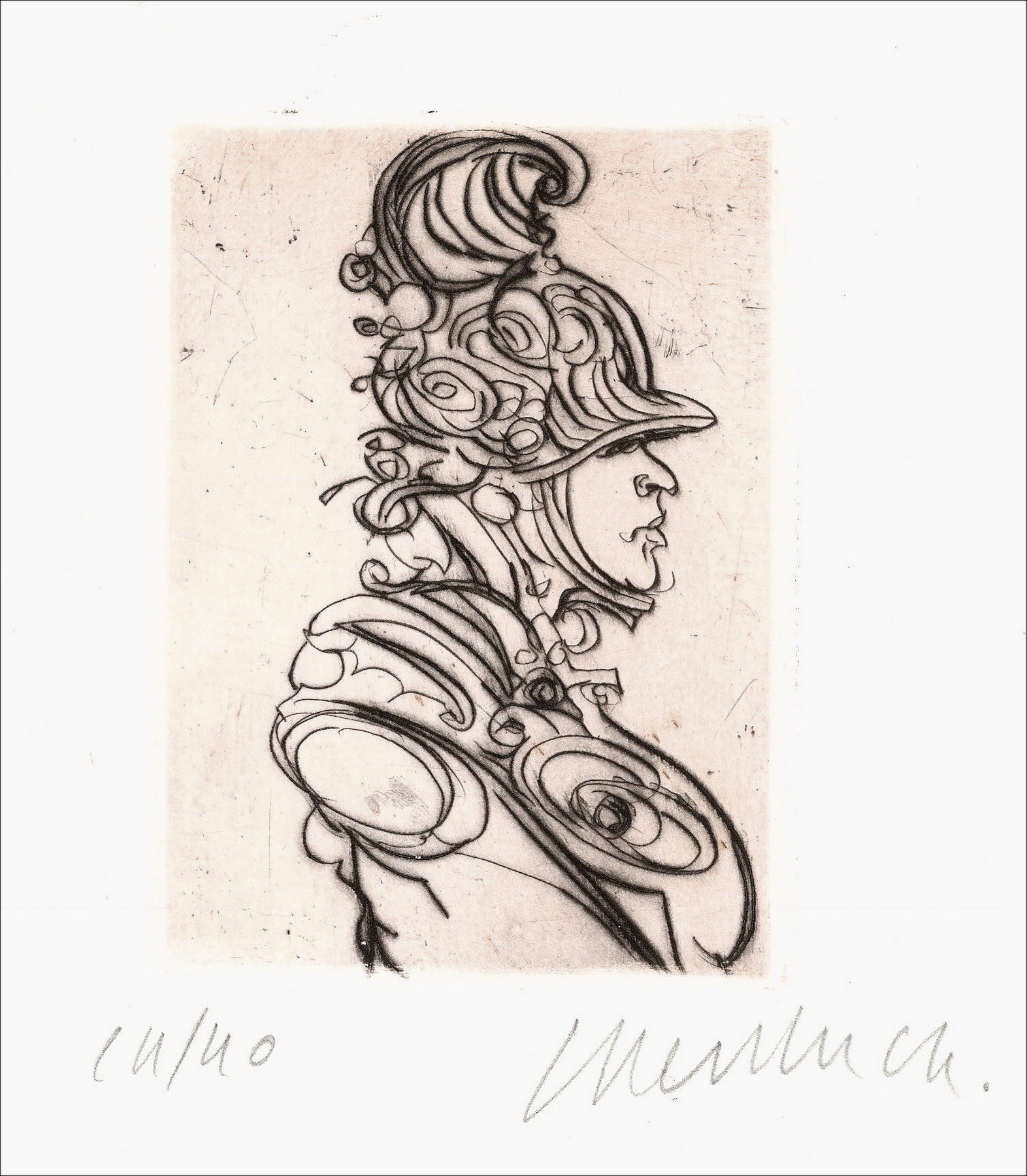 Claude Weisbuch - Horace XV, original signed engraving 1995