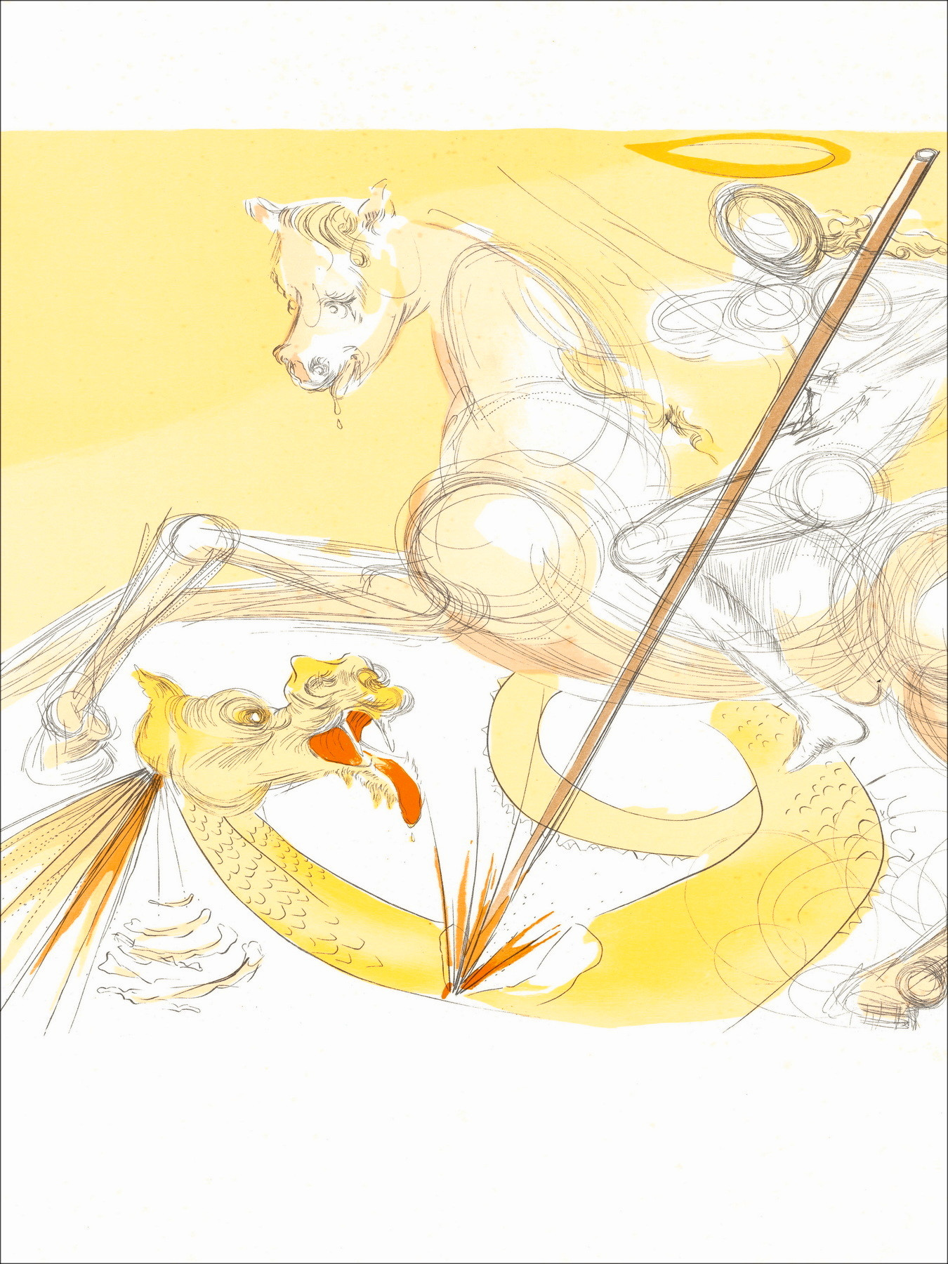 Salvador Dali - Sint Joris en de Draak, gesigneerde gravure uit 1974