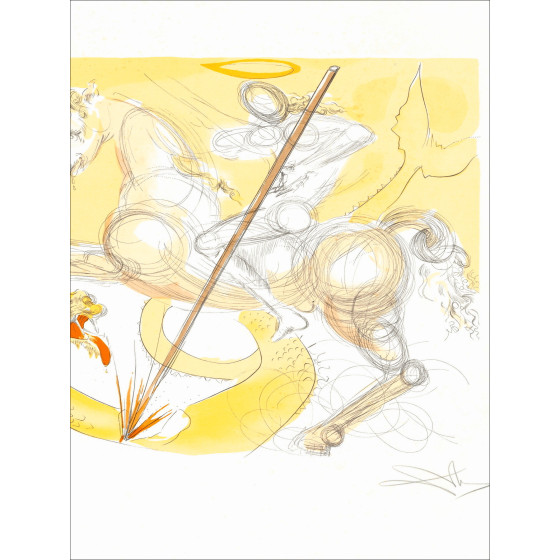 Salvador Dali - St. Georg und der Drache, signierter Druck von 1974