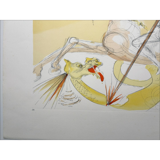 Salvador Dali - St. Georg und der Drache, signierter Druck von 1974