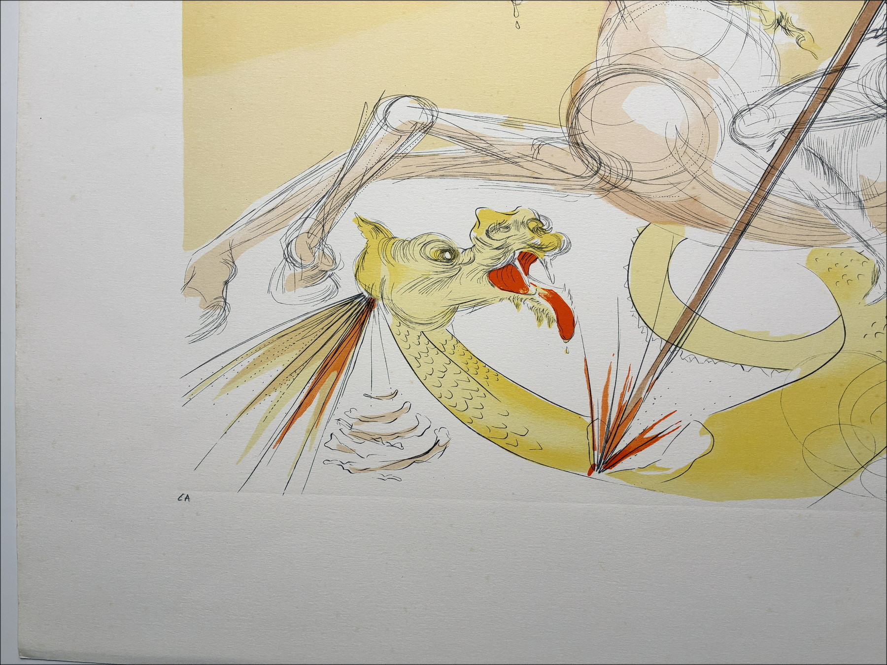 Salvador Dali - Sint Joris en de Draak, gesigneerde gravure uit 1974