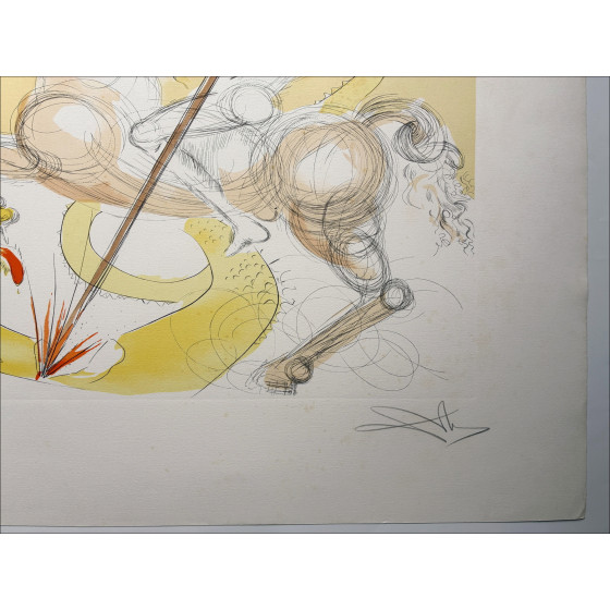 Salvador Dali - St. George and the Dragon, signed engraving 1974