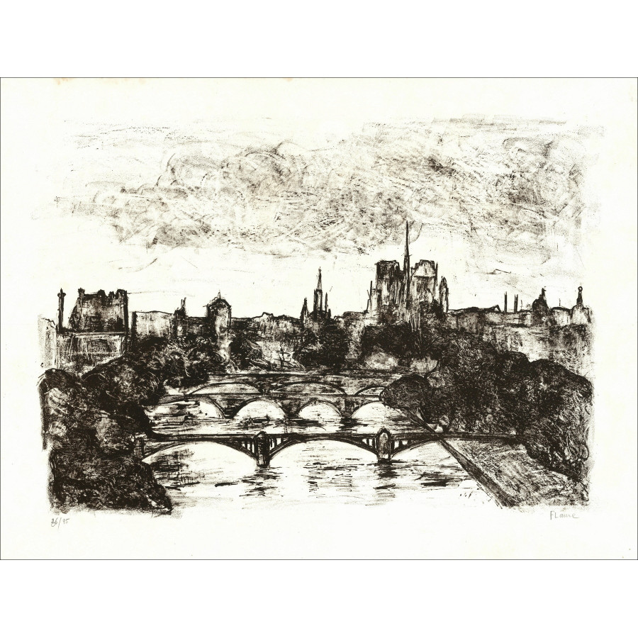 Flaure - Notre Dame, lithographie originale signée
