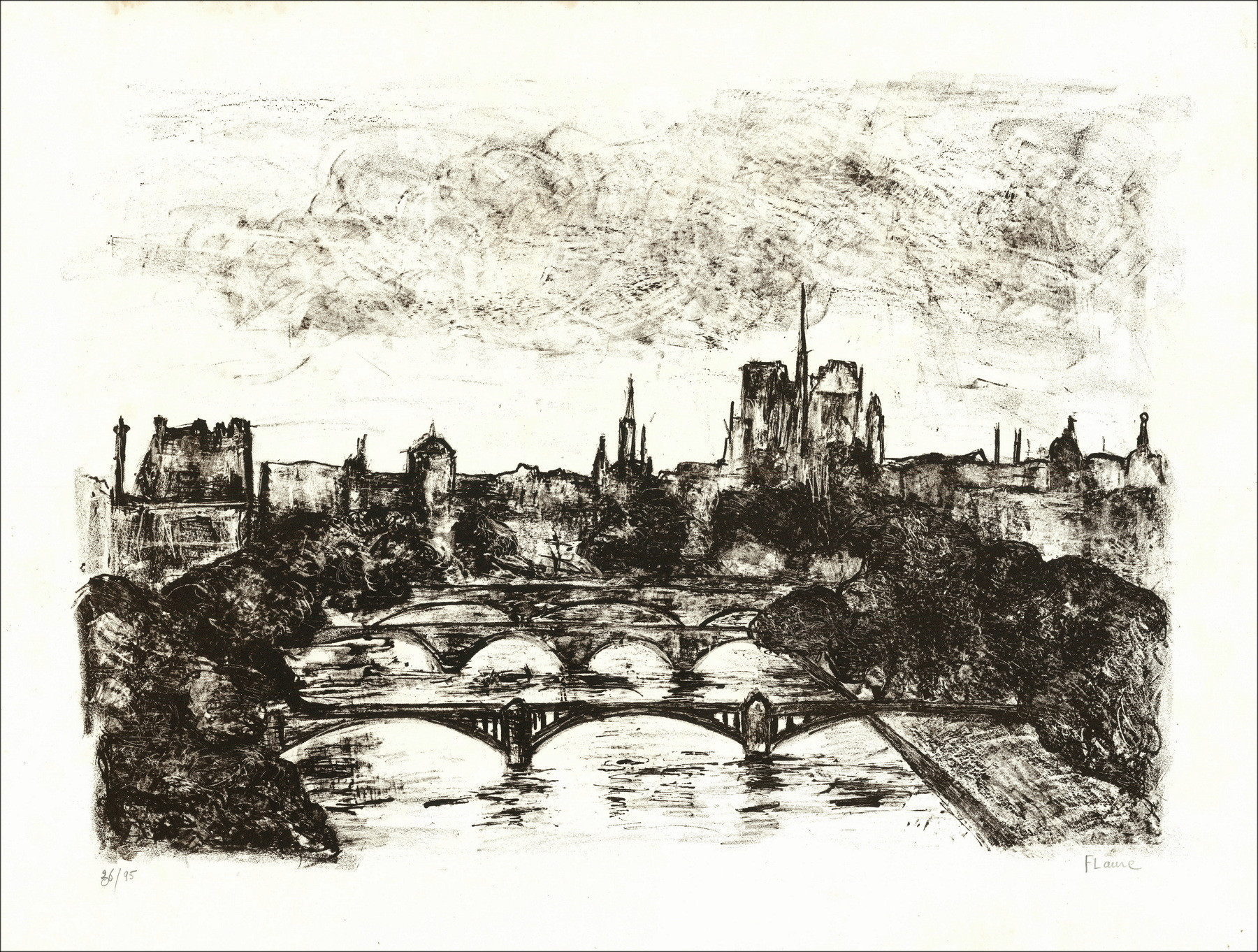 Flaure - Notre Dame, original signed lithograph