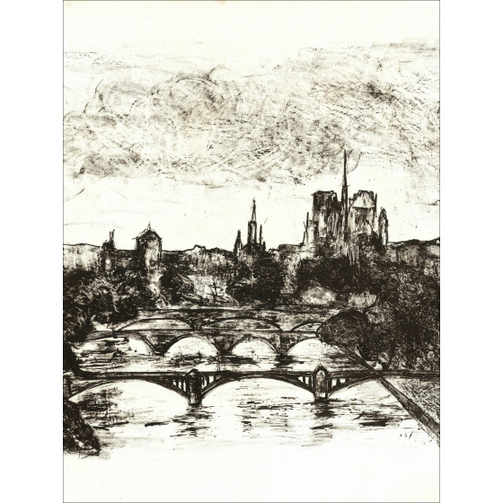 Flaure - Notre Dame, original signed lithograph