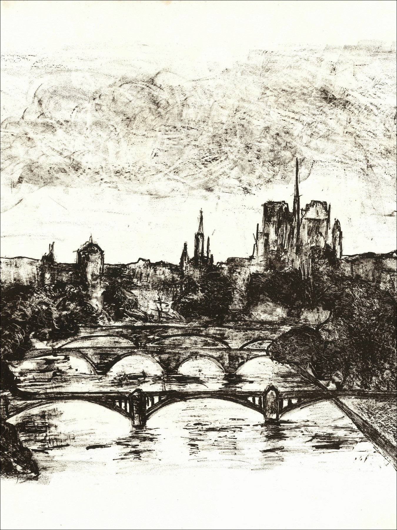 Flaure - Notre Dame, signierte Original-Lithografie