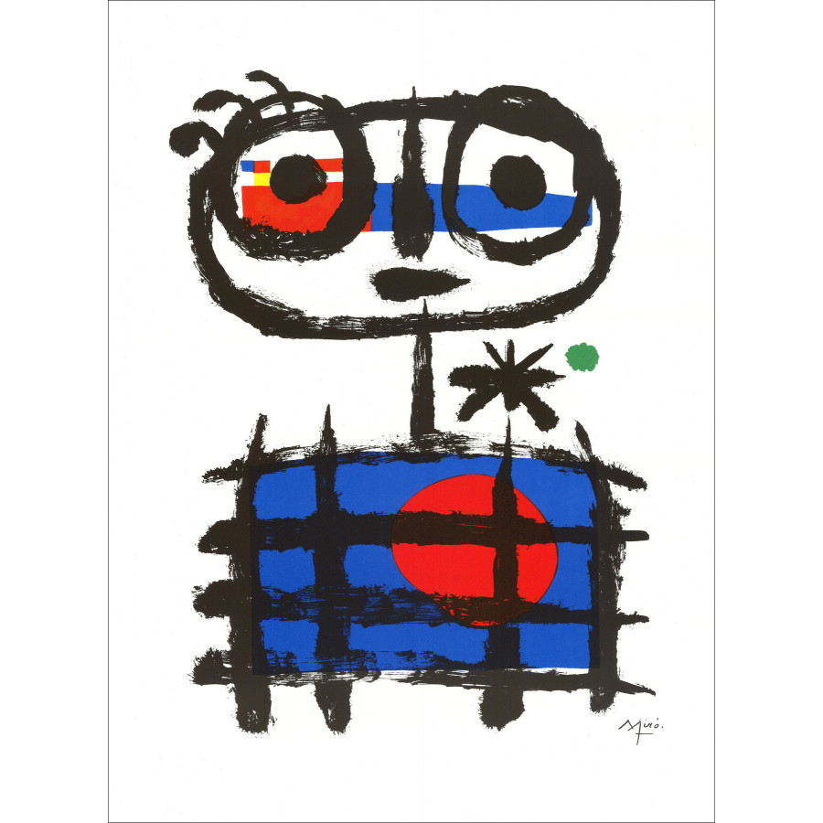 Joan Miro - originale legno inciso "Composizione BG01" 32x25cm - 1984