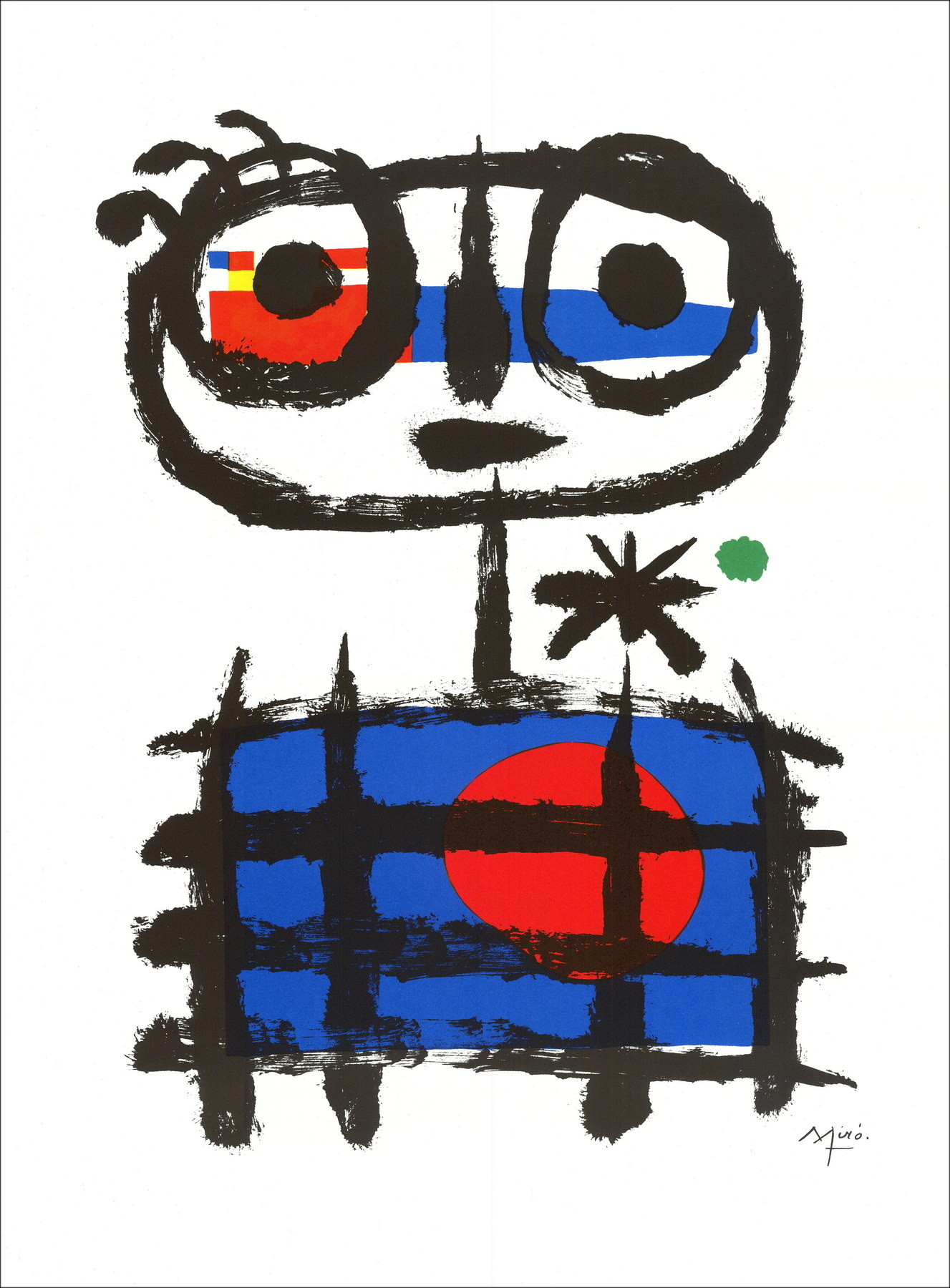 Joan Miro - originale legno inciso "Composizione BG01" 32x25cm - 1984
