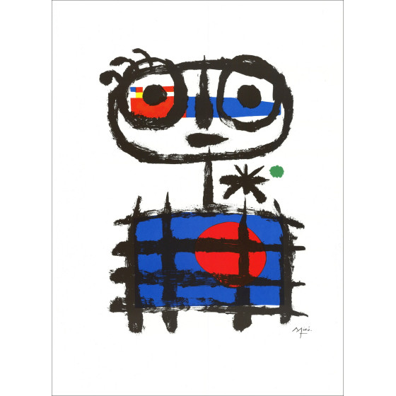 Joan Miro - originale legno inciso "Composizione BG01" 32x25cm - 1984