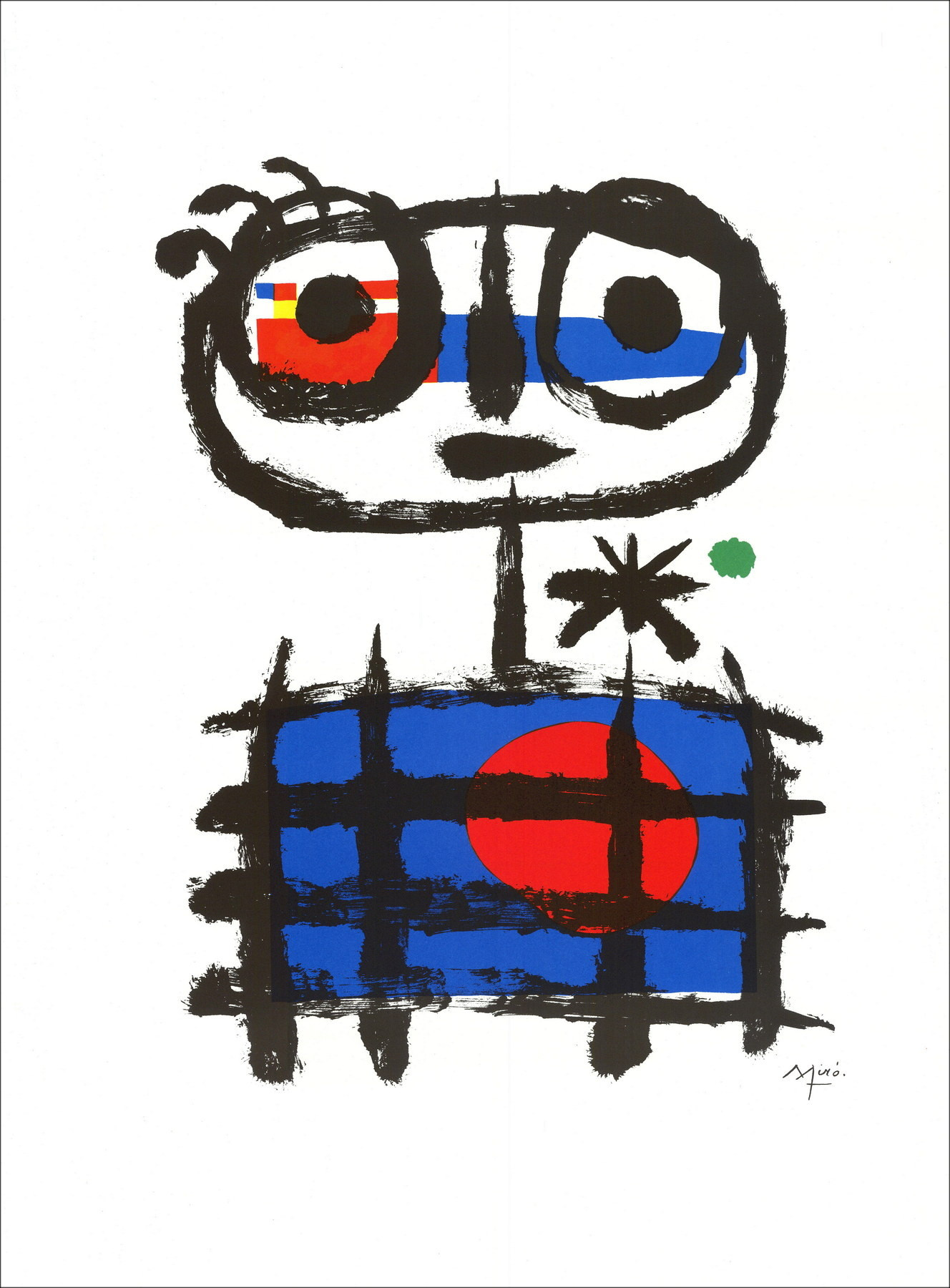 Joan Miro - originale legno inciso "Composizione BG01" 32x25cm - 1984